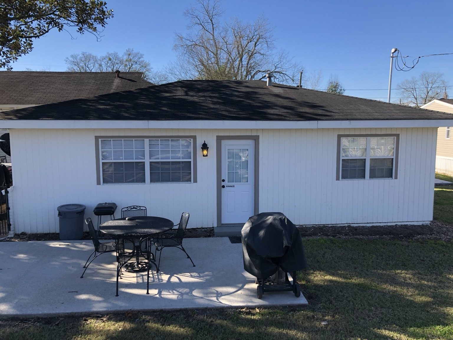 Cottage exterior with patio